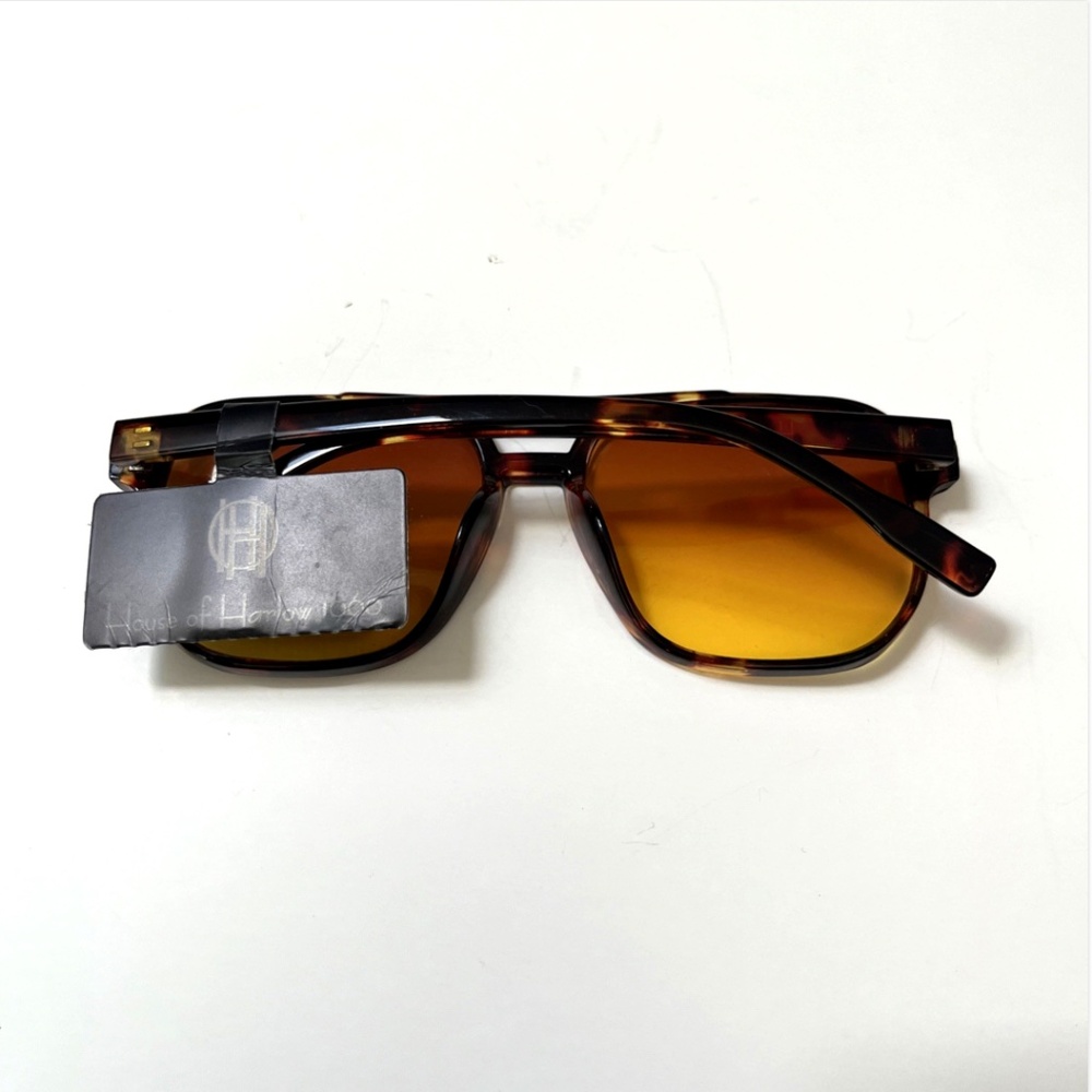 House of Harlow 1960 Aviator Sunglasses Double Bridge NWT Tortoise Shell Amber - Picture 5 of 6
